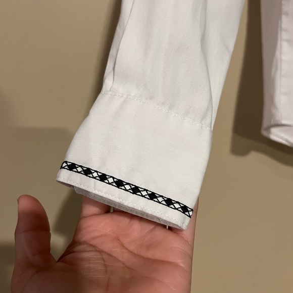 Yves St Clair Vintage White Collar Embroidered Button Down Size 10 - Picture 3 of 8